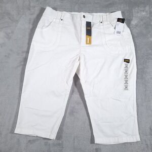 Lee Skimmer Pants Womens 18 Medium White Relaxed Fit Stretch Cropped Capri NEW